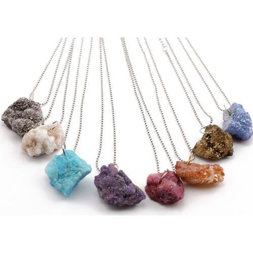 Beadsland Irregular Nature Stone Link Chain Pendant Necklace bardian Fashionable Women High Quality Necklace Jewelry Gift