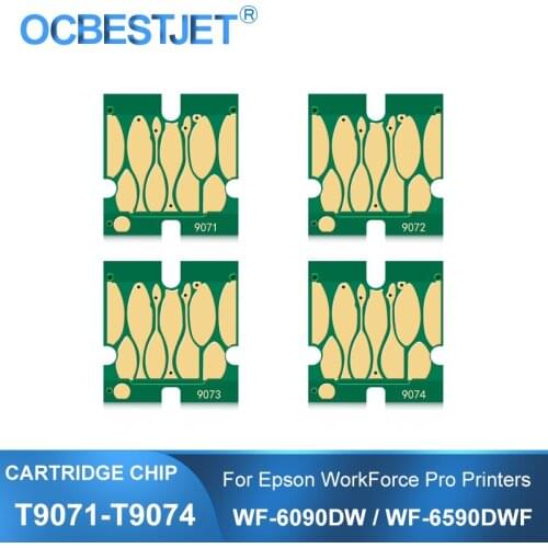 T9071 T9072 T9073 T9074 Ink Cartridge Chip For Epson WorkForce Pro WF-6090DW WF-6090DTWC WF-6590DWF WF-6590DTWFC Printer Chips