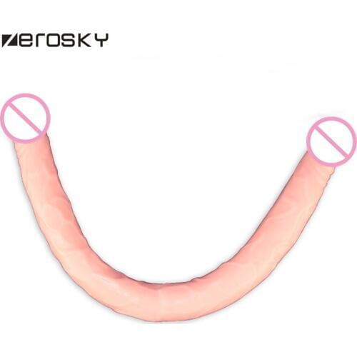 Zerosky Flexible Double Dildo,57cm Long Double Dildo Dong & Penis Lesbian Dual Penis Double Penetration Dildos for Gay