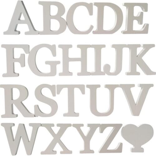 Hot diy wall stickers 3d sticker wedding gift fashion decoration love White wood letters decorative Alphabet wall decor