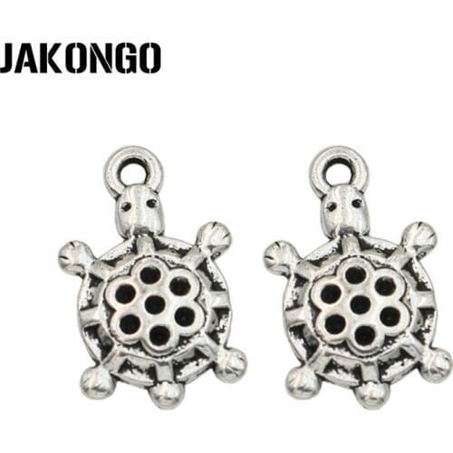 JAKONGO Antique Silver Plated Tortoise Turtle Charm Pendant for Jewelry Making Bracelet Accessories DIY 19x12mm 20PCS/lot