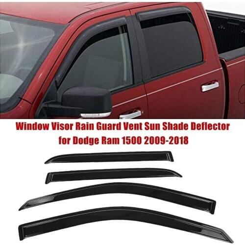 Window Visor Rain Guard Vent Sun Shade Deflector for Dodge Ram 1500 2009-2018