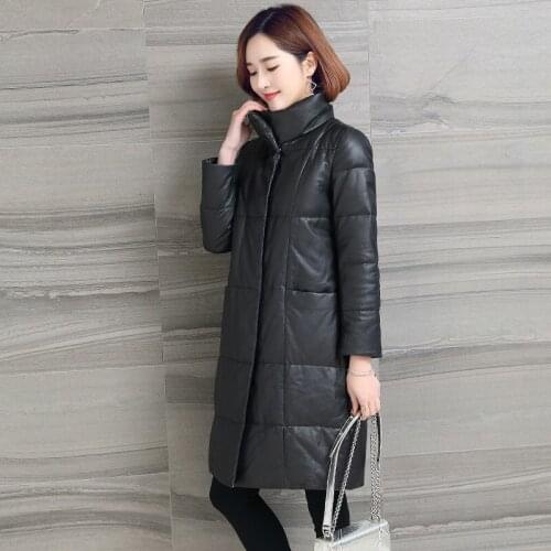 Genuine Jacket Women Top Quality Real Sheep Skin Leather Duck Down Coat Autumn Winter Warm OT1817 MF556