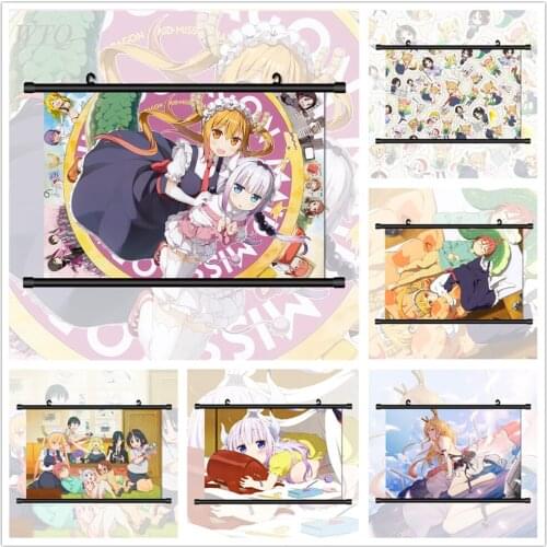 Miss Kobayashis Dragon Maid Tohru Kanna Kamui Anime Posters Canvas Painting Wall Decor Wall Art Picture Room Decor Home Decor