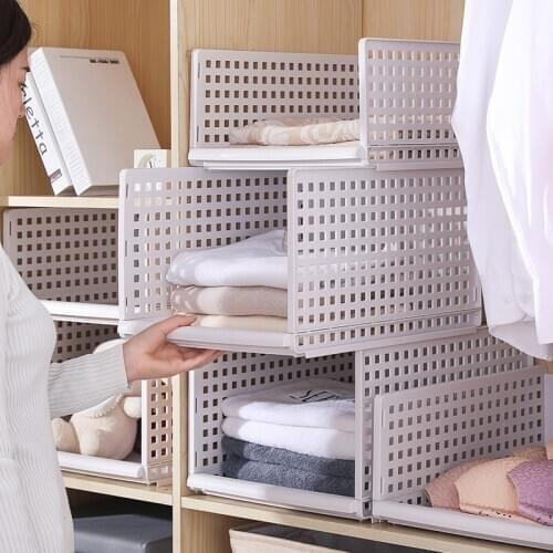 1PC Layered Wardrobe Divider Drawer Type Removable Plastic Clothes Sundries Storage Rack Space Saving Home Bedroom Organizer