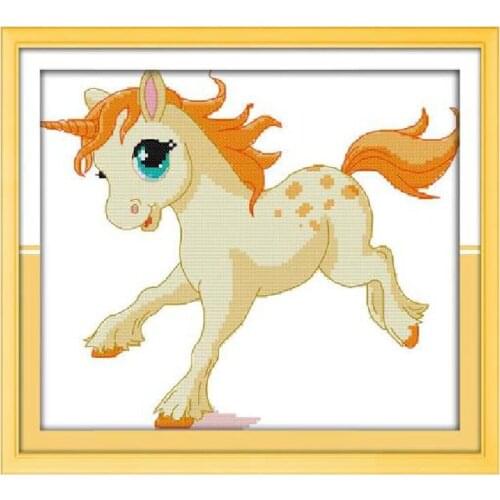 Cross Stitch Kits Unicorn White Canvas Cartoon Patterns Needlework Sets Embroidery 11CT 14CT DIY Crafts Home Decoration Painting