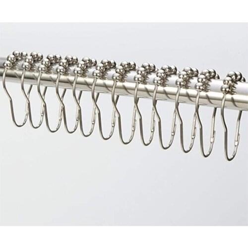 New Hot 12/24pcs Aluminum Shower Rings with Slide System Single Hooks 7x3.5 cm Curtain Hanger Household SMR88