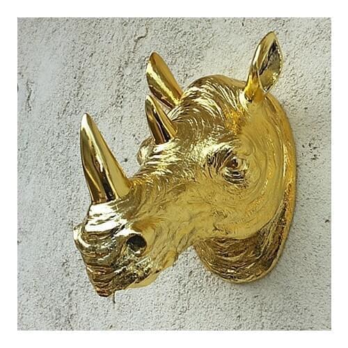 Arrival Fashion home Rhinoceros head decorated with animal wa wall rhino befriended shoutou wall mural tv background decoration