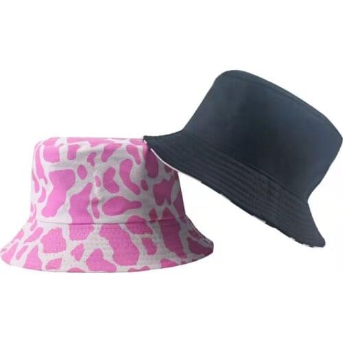Fashion Summer Cotton Bucket Hat Dairy Cow Striped Print Fisherman Hats Hip Hop Outdoor Travel Panama Cap Sun Caps For Men Women