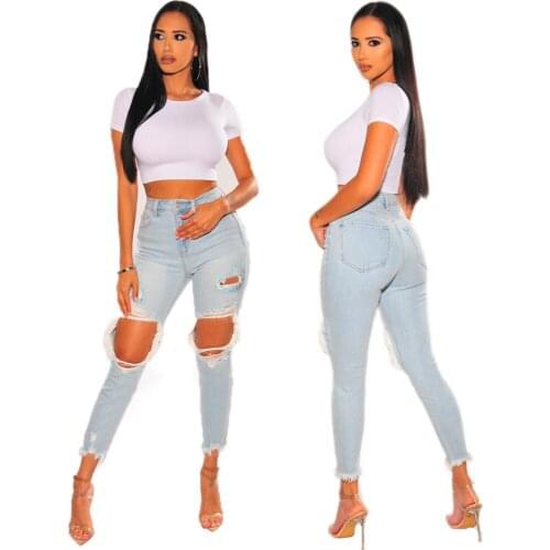 Sexy Hollow Out Ripped Jeans for Women Vintage Fashion Slim Push Up Hip Distressed Jeans Woman Casual Skinny Denim Pencil Pants