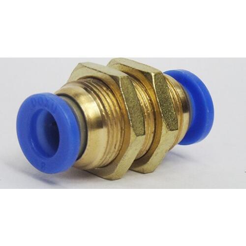PM -4 6 8 10 12MM(5/32" 1/4" 5/16" 3/8" 1/2") Pneumatic Bulkhead Straight Push In Quick Fitting Connector Union
