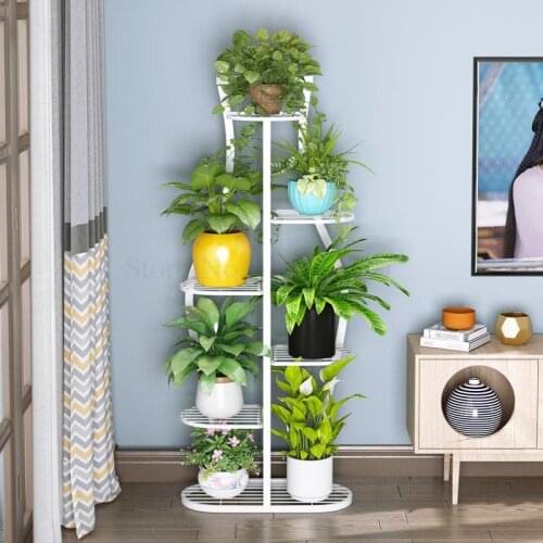 Flower Shelf Indoor Plant Frame Living Room Wrought Iron Flower Pot Rack Floor Type Rack Modern Minimalist Balcony Decoration Fr