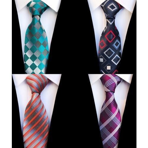 Ricnais Fashion Plaid Tie Silk Jacquard Woven Wedding Tie for Men Striped Gradient Blue Red Green Necktie Suit Party Gravatas
