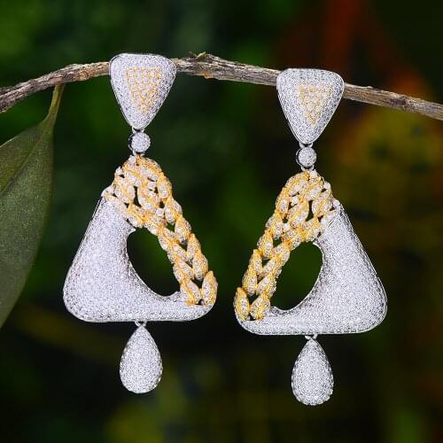 Luxury Olive Leaf Statement Drop Earrings For Women Wedding Cubic Zirconia CZ DUBAI Bridal Earring Jewelry Accessories2020