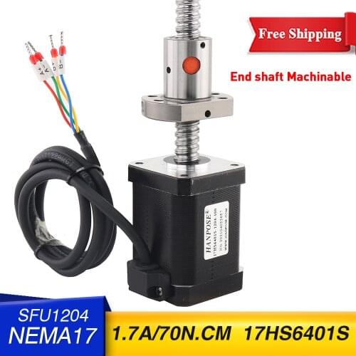 17HS6401S 60mm 1.8A stepper motor with ballscrew sfu1204 motor 70N.CM 42 motor for CNC engraving machine or precision machine