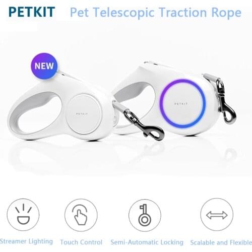 PETKIT Dog Telescopic Leash LED Night Light Pet Small Dog Walking Leash Smart Touch Control Rechargeable ABS Pet Outing Products