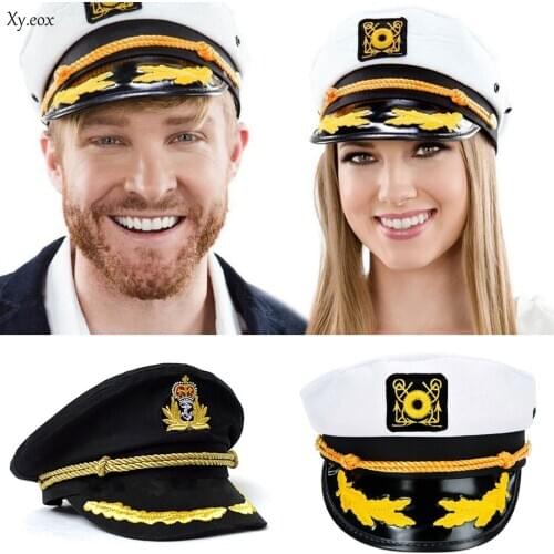 Unisex Men Women Sailor Hat Officer Stag Night Nautical Fancy Dress Captain Cap