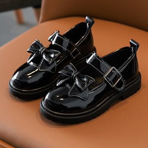 Girls Shoes For Party Ankle Strap Leather Shoes Kid Baby Bowknot Leather Shoes Single Soft Dance Princess Shoes Chaussure Fille