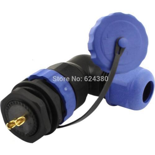 Waterproof Aviation Connector Right Angle SD20 20mm 2 Pin Panel Mount Solder Female Male Plug Socket Elbow IP68