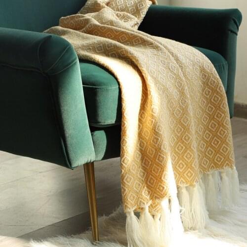 American golden knitted blanket for beds thick soft shawl blankets throw luxury sofa cover bed end towel boho decor bedspread