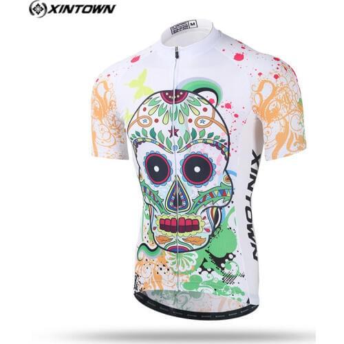 Xintown 11 Style Skull Breathable Cycling Jersey Short 100% Polyester Bicycle Cycling Clothing Ropa Ciclismo MTB Bike Jersey Top
