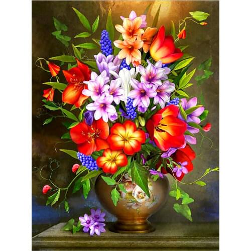 Bright Flowers Vase Still Life Diamond Painting Oil Floral Round Full Drill Nouveaute DIY Mosaic Embroidery 5D Cross Stitch