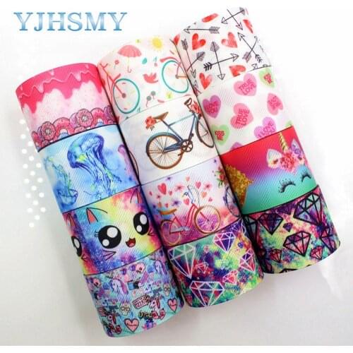 YJHSMY C-18317-21,38 mm 5 Yards Cartoon Printed grosgrain ribbons,DIY handmade Hair accessories,wedding gift wrap Material