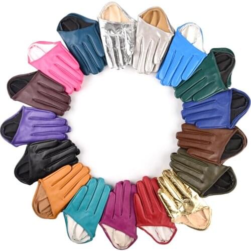 Women Fashion Gloves Casual Solid Color Glove Tight Full Finger Gloves Imitation PU Leather Female Sexy Mittens Party Show Glove
