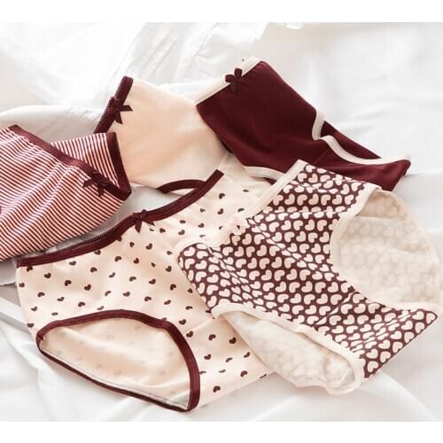 Womens Cotton Underwear Girl Cute Bow Underpants Womens Thread Panties Mid Waist Seamless Panties Girls Cotton Briefs -xl