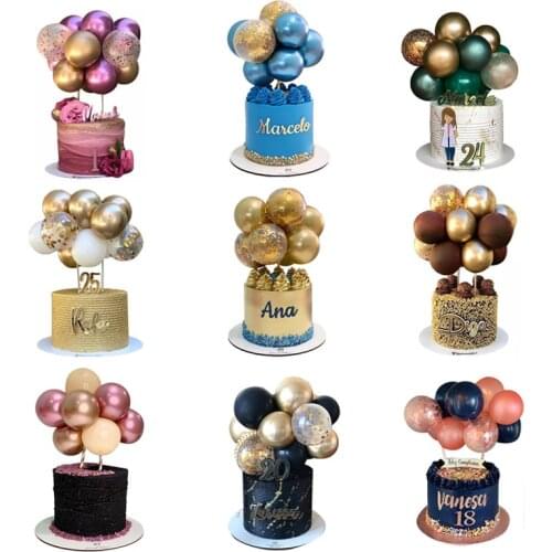 10pcs 5 Inch Metal Balloon Birthday Cake Topper Cloud Dessert Table Flag Decoration For Kids Birthday Wedding Party Cake Decor