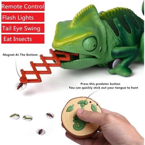 2.4G Remote Control Chameleon Lizard Pet Intelligent Electronic Parent Child Game Toy High Simulation Tail Swing Eat Insect Gift