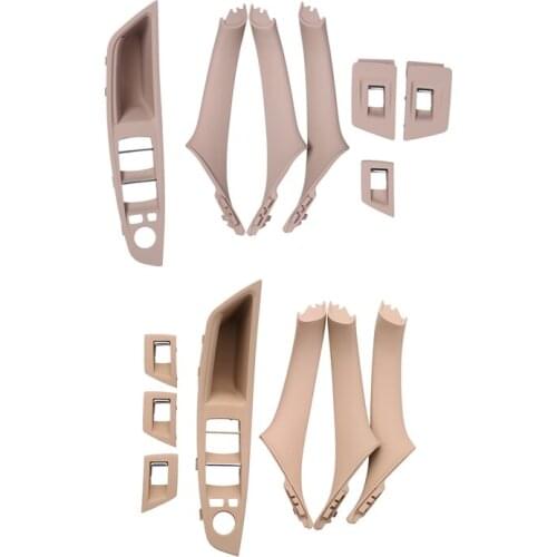2 Set Left Hand Drive for Bmw 5 Serie F10 F11 520 525 Car Door Handle Panel Pull Trim Cover,Creamy-White & Cream Color