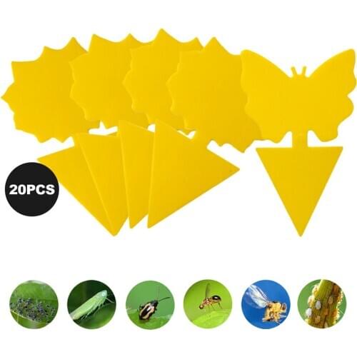 20Pcs Yellow Butterfly Shape Double-sided Sticky Board Plant Flowers Vegetables Mosquito Flies Trap Board Insect Sticker
