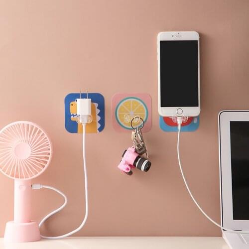 20PCS Cute Cartoon Plug Hook Creative Power Cord Function Socket Storage Hook Hanging Rack No Hole Punch Sticky Hook