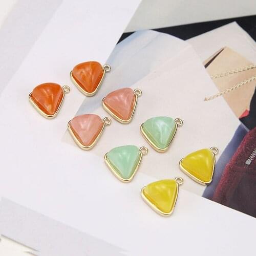 6pcs Korean Fashion Geometric Earrings For Women Girls Triangle Pendant Colored Stud Earrings Material Diy Jewelry Accessories