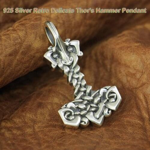 925 Sterling Silver Delicate Thors Hammer Pendant Necklace Knights Individuality High Details Punk Retro Pendant TA138