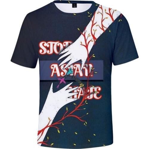 2021 stop asian hate Tshirt 3D O-Neck Women Men T shirt Harajuku Summer Short Sleeve Streetwear Fashion Hip Hop Clothes