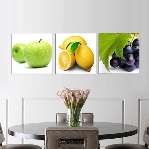 Canvas Painting modern home decorative Fruits Painting on canvas 3 Panel Wall art With Framed Art W0340