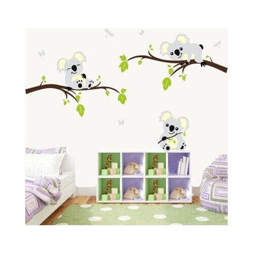 Koala Bear and Tree Branch Wall Stickers Home Decor Living Roomenvironmental Protection PVC Decals for Furniture Wallstickers