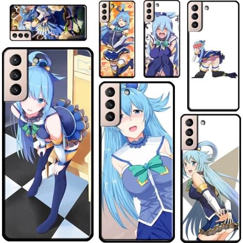 Cute aqua konosuba anime girl Phone Case For Samsung Galaxy S21 Ultra Note 20 S20 FE S8 S9 S10 Note 10 Plus S10e Coque