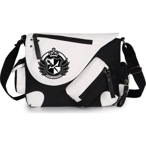 Cartoon Danganronpa Black Canvas Casual Zipper Handbag Shoulder Bag Crossbody Bags Schoolbags Messenger Bags