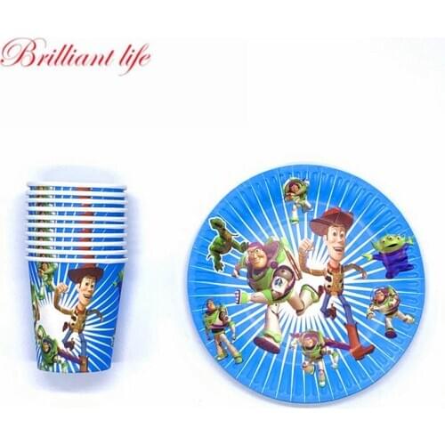 20/40 pcs Toy Story Theme 10People Party Supplies Toy Story Birthday Party Decorations Disposable Cups and Plates Tableware Sets