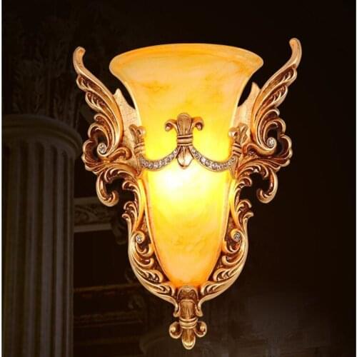 Wall lamp luxury living room background wall staircase aisle marble American lamp