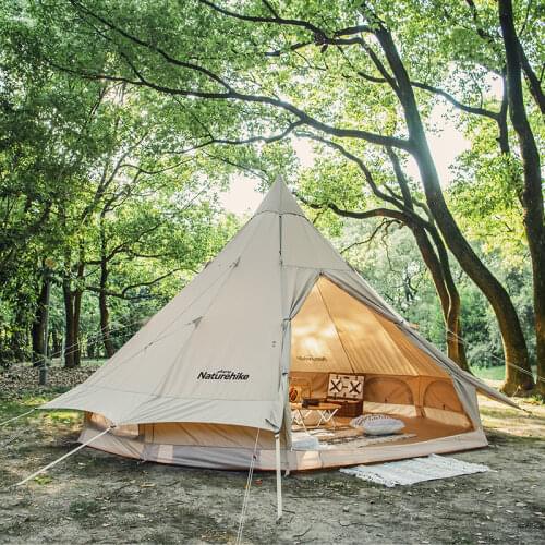 Naturehike Brighten 12.3 Cotton Fabric Series Tent Large Space 5-8 Person Pyramid Large Cotton Blending Tent