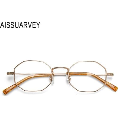 Small Pure Titanium Glasses Frames Women Men Glasses Eyeglasses Frame Irregular Polygonal Vintage Optical Prescription Designer