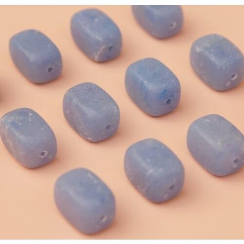 Gentle retro starry sky blue dot blooming resin fat square beads DIY necklace loose beads hand-made jewelry accessories 6PCS