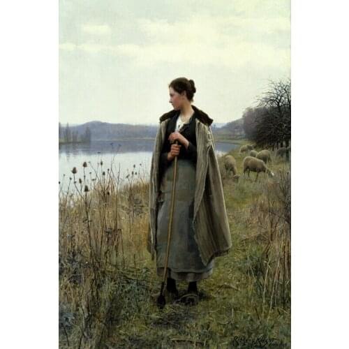 THE SHEPHERDESS OF ROLLEBOISE SHEEP PAINTING Art Film Print Silk Poster Home Wall Decor 24x36inch