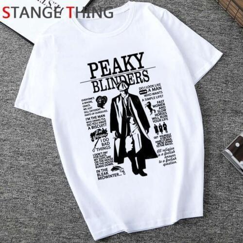 Peaky Blinders Casual T Shirt Men Funny Cartoon White T-shirt Streetwear Unisex Cool Tshirt Hip Hop 2020 Top Tees Male