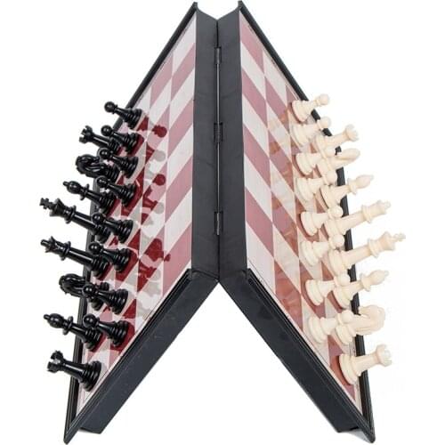 Plastic Magnetic Folding Chess Large Black And White Chess Piecesboard Game Educational For Kids Children
