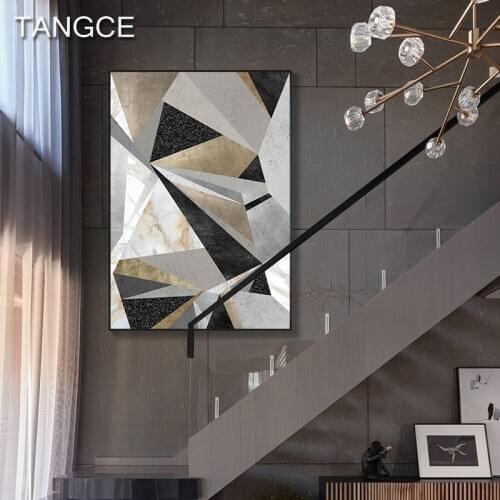 Luxurious Geometry Abstract Canvas Painting Modern Wall Art Pictures Canvas Art for Living Room Aisle Nordic Wall Poster Decor